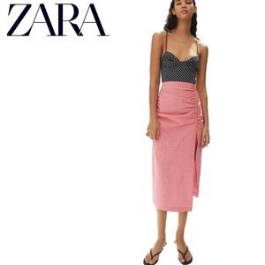 ❤️Zara Gingham High Rise Midi Skirt Size Small